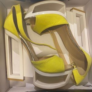 C label geometric cutout heels